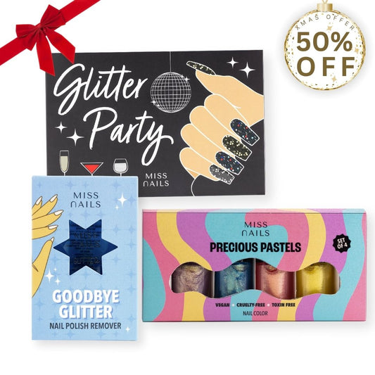 Glitter Party & Precious Pastels & Goodbye Glitter Nail Polish Remover